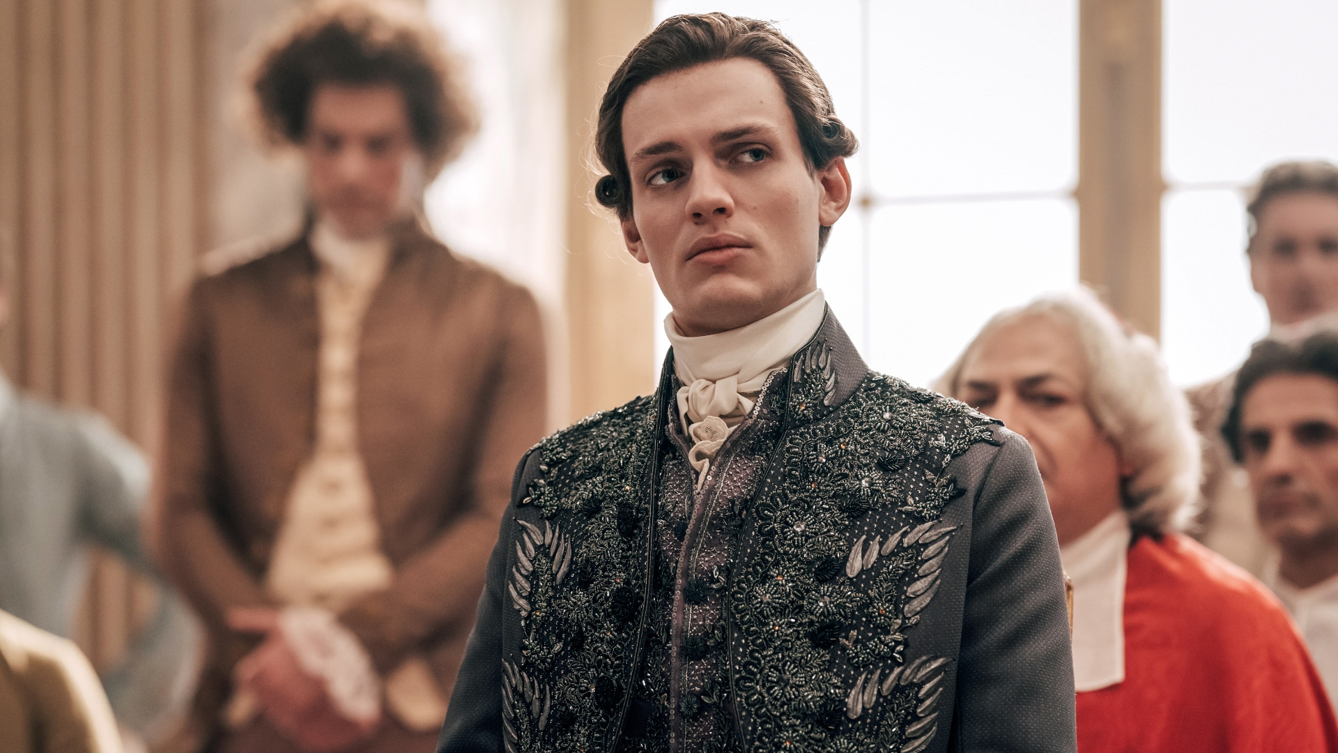 Orleans stares to the side in Marie Antoinette