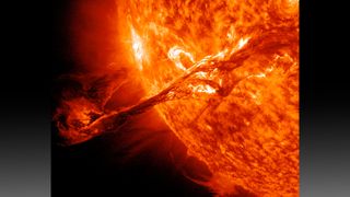 Solar eruption close up