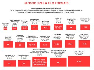 video camera sensor size guide