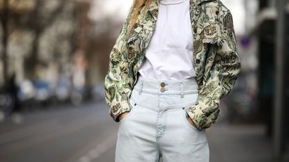 Glamorous cropped denim jacket in camo