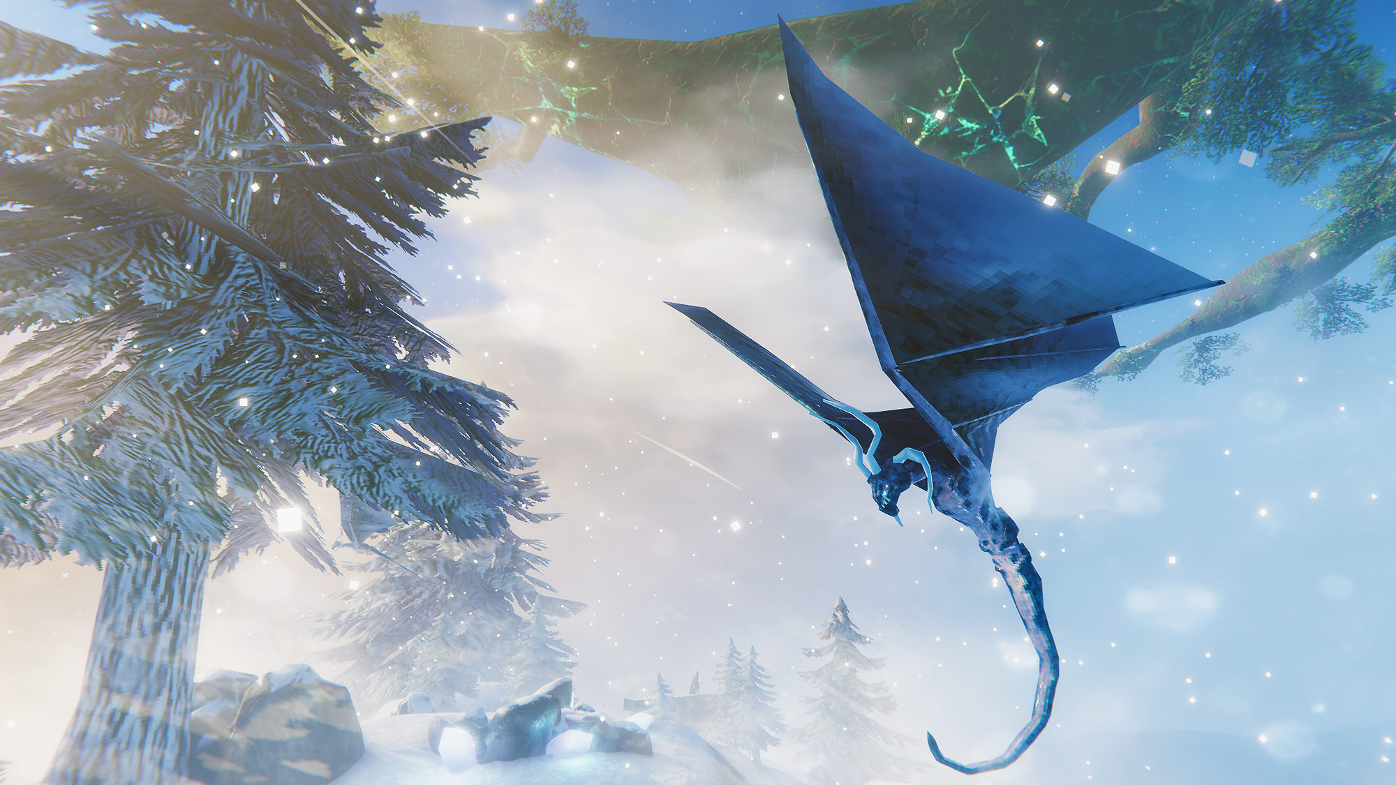 Valheim - The mountain biome with a Drake flying over