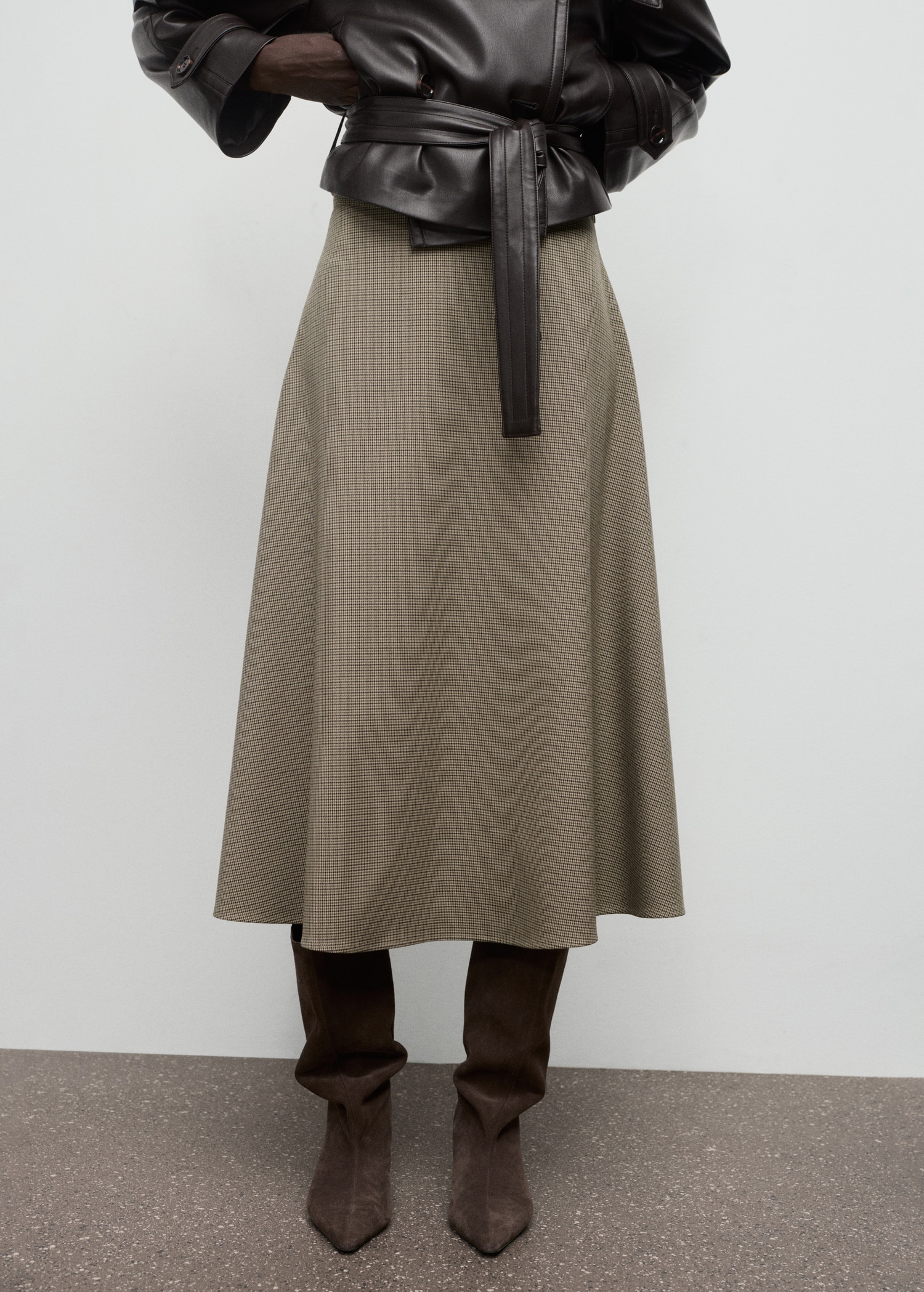 Houndstooth Wool-Blend Skirt - Women | Mango Usa