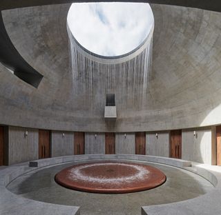 Inside the round building at the The Chuan malt whisky distillery by Neri and Hu