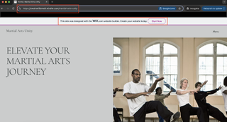 screenshot of free website created using Wix