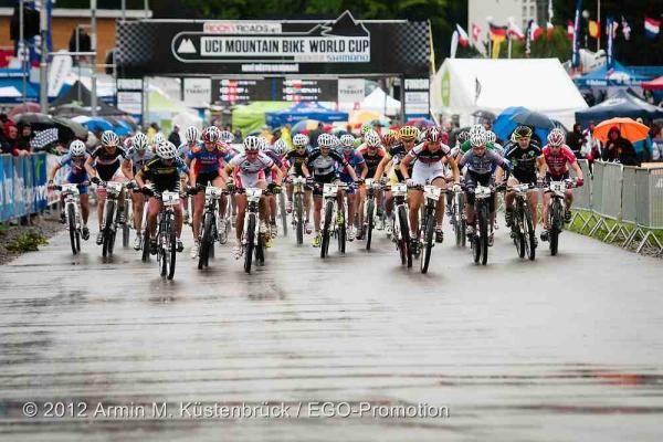 The start of the Under 23 women's race in Nove Mesto, Czech Republic