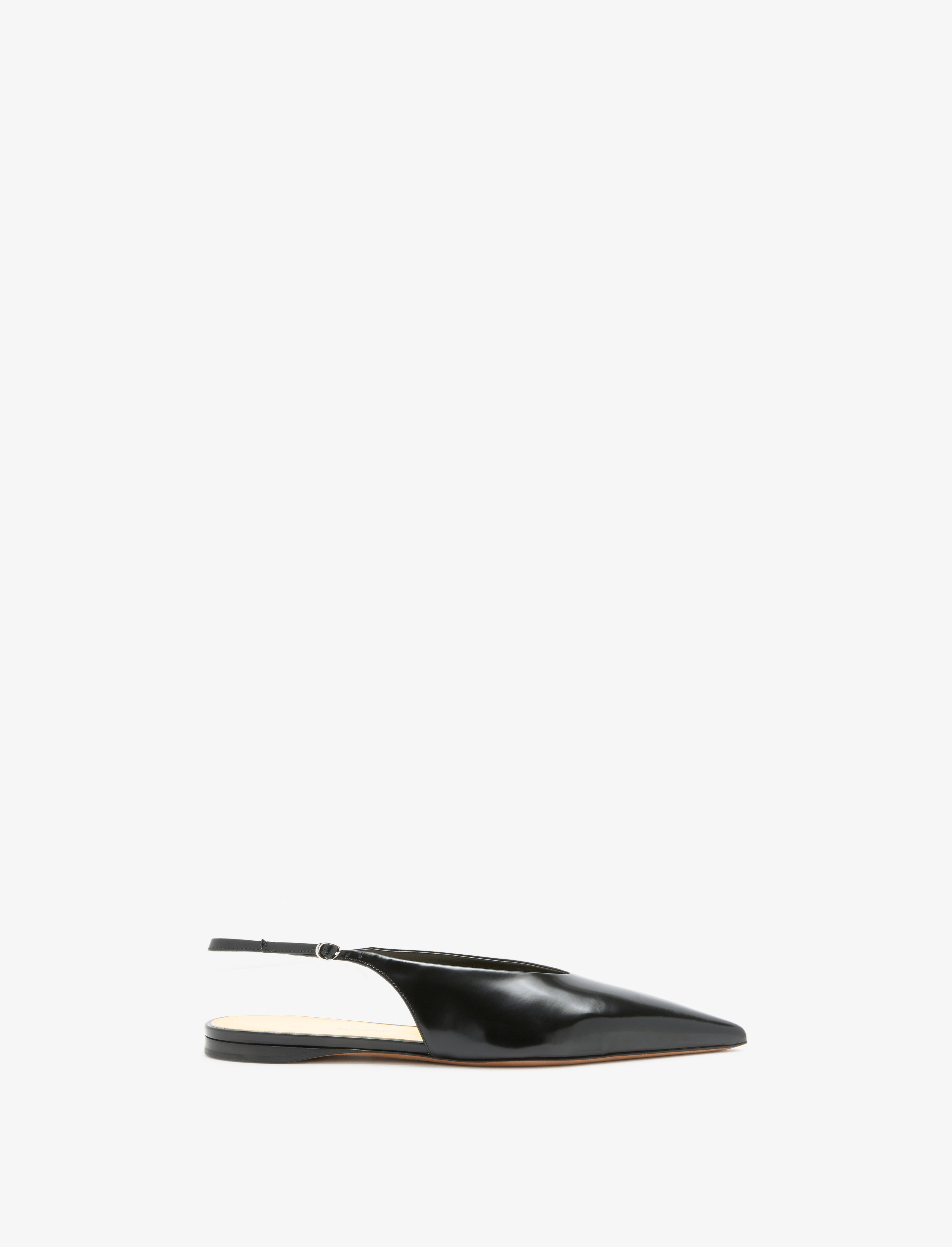 Proenza Schouler Slash Flat Slingbacks in Spazzolato Leather - Black | Proenza Schouler Official Site