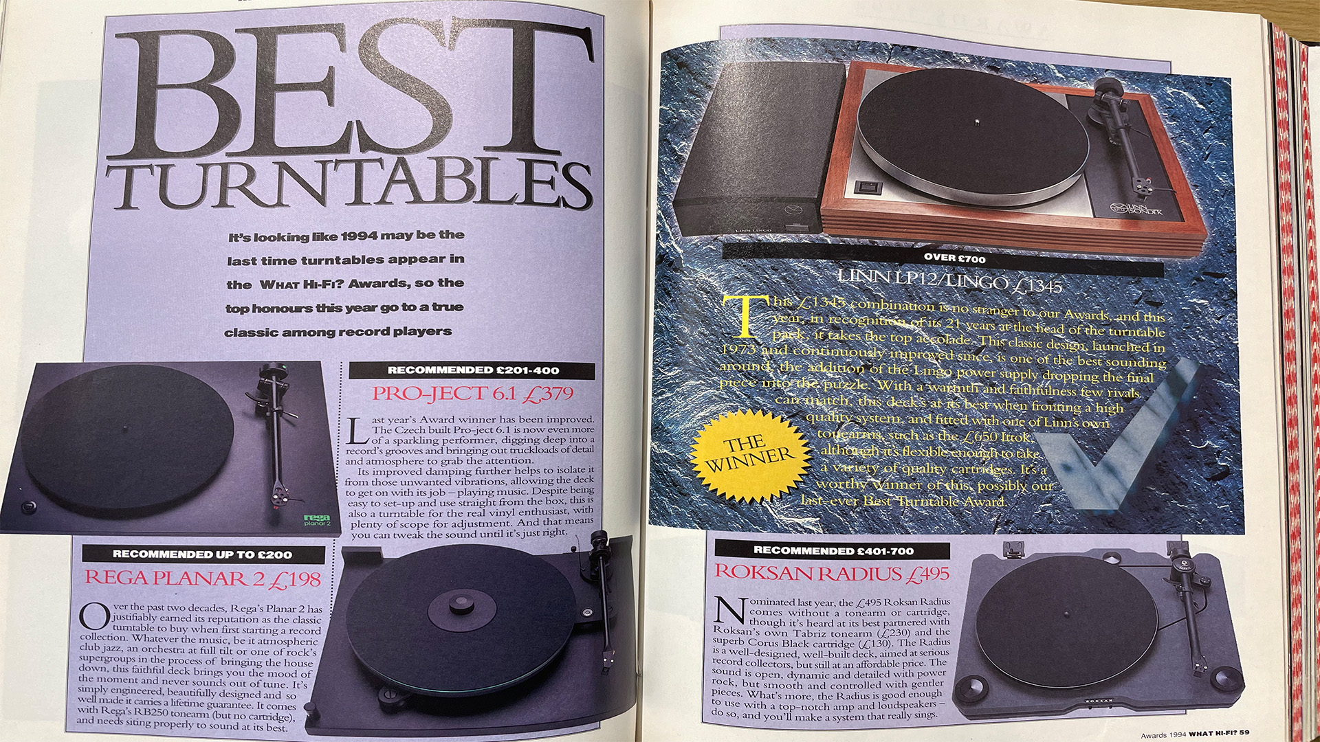 Awards 1994 turntables spread