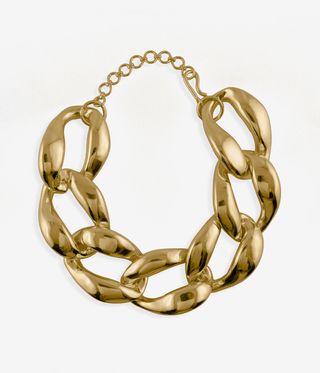 Gold oversized links on a chunky chain bracelet