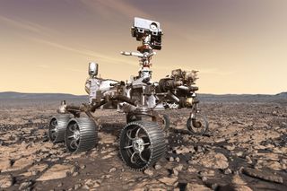 Mars 2020 Rover illustrated on the Red Planet