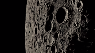 A still from the newly-released video that shows the views from the Apollo 13 mission's trip around the moon.
