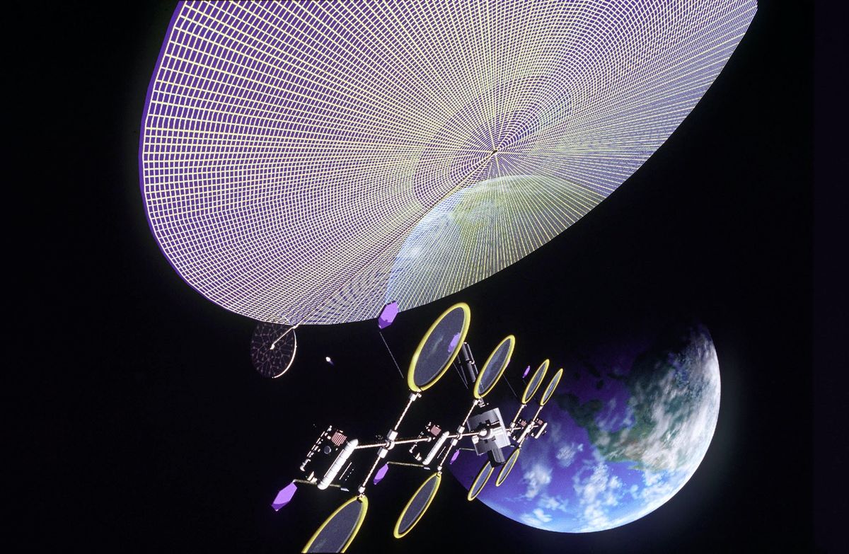 Artist impressions of a solar disk in space.