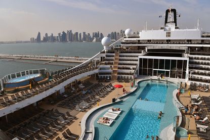 Top deck of a cruise ship.