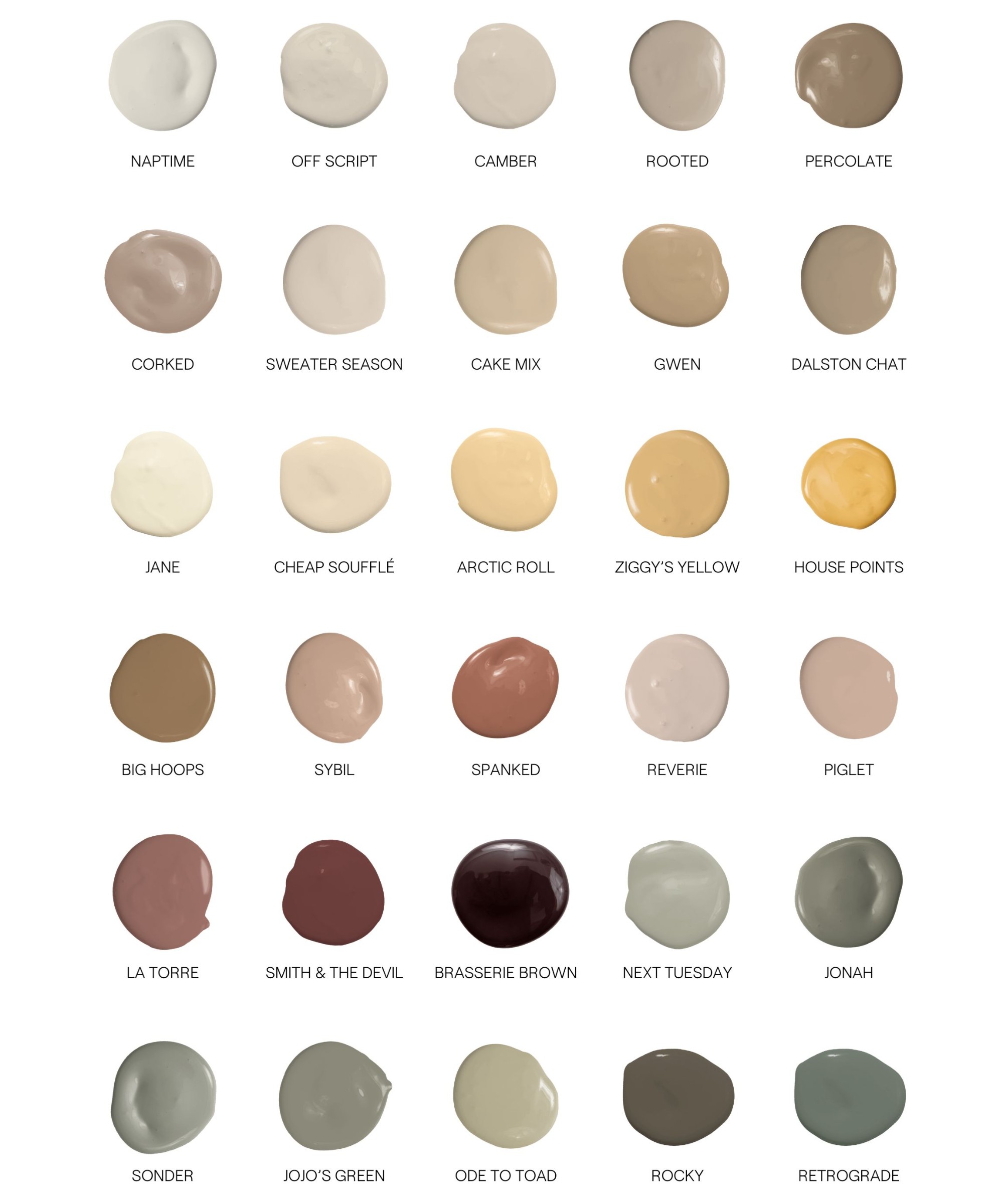 Samples of COAT's new 2025 paint shades