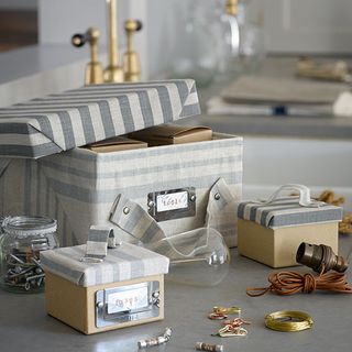 fabric storage covered boxes with bulb and hooks