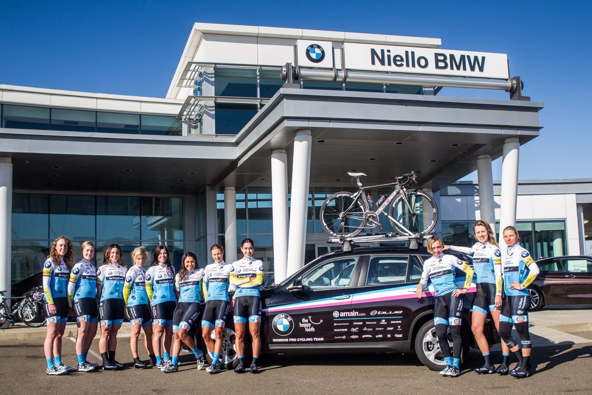 The team gathers for a group ride outside of Niello BMW.