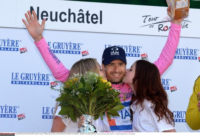 Johann Tschopp (IAM Cycling) on teh podium
