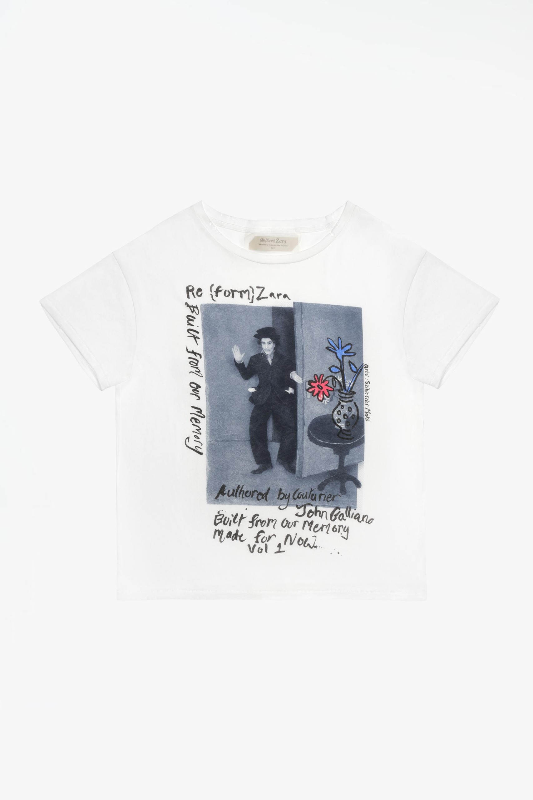 Limited Edition Cropped Fit Graphic T-Shirt - White / Grey - Xs