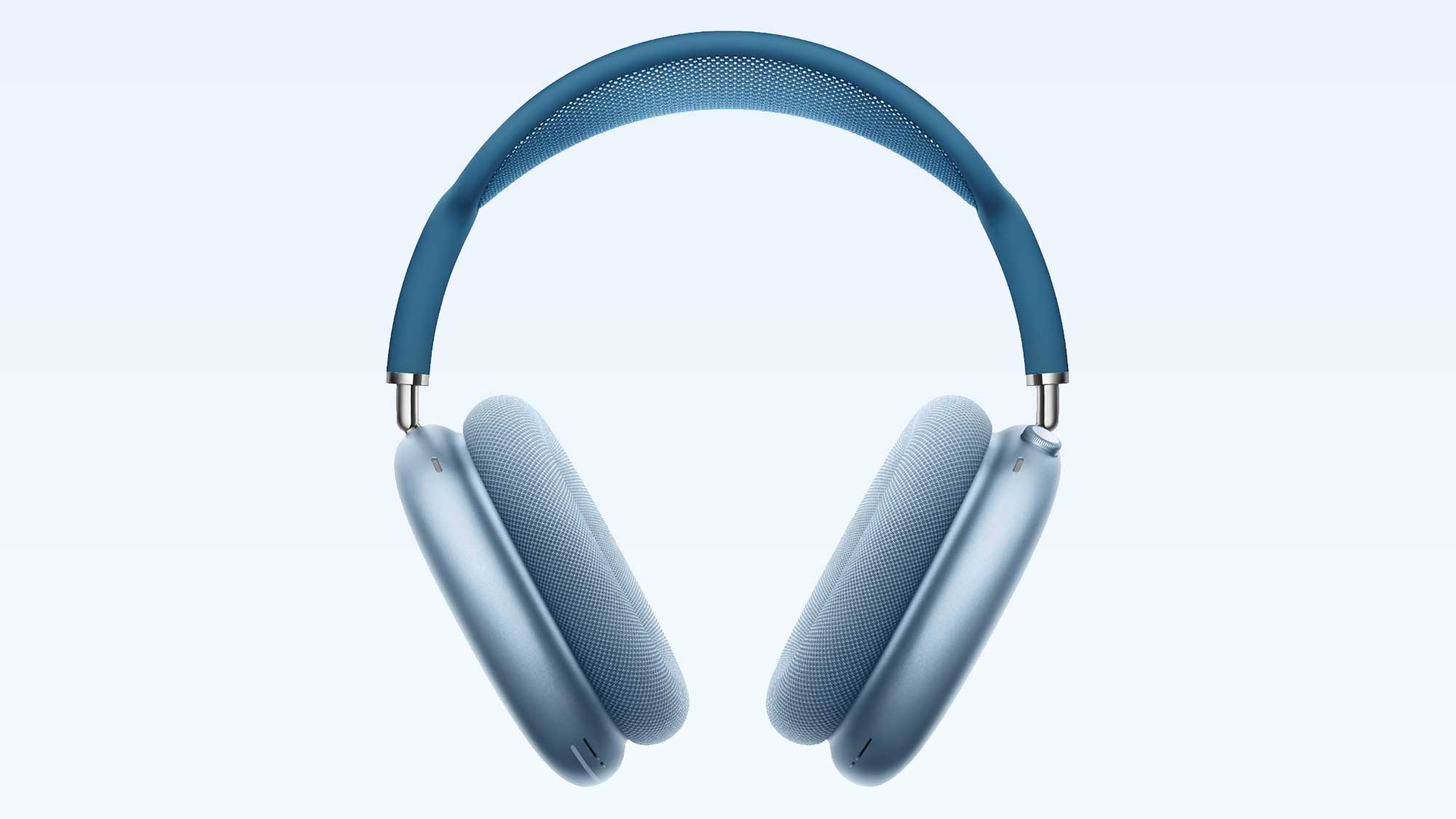 Apple AirPods Max en azul sobre un fondo azul claro para los mejores regalos para los amantes de la música característica