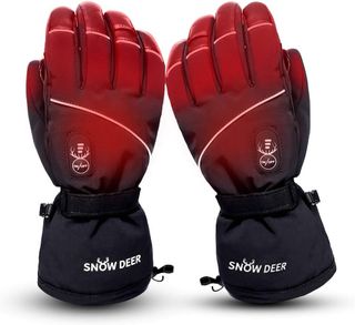 A pair of red and black heated gloves by Snow Deer