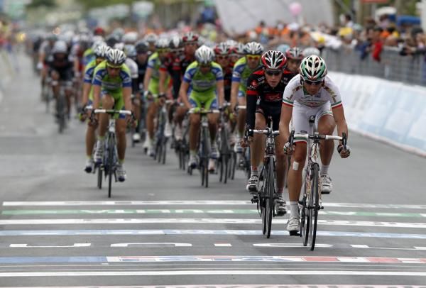 Filippo Pozzato (Katusha)m brings home the bunch in Cesenatico