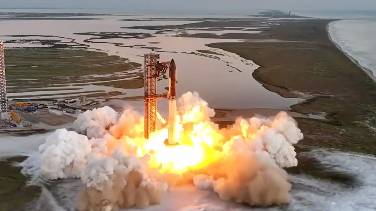 SpaceX's Starship Flight 5 launches on a suborbital test flight from Starbase in South Texas on Oct. 13, 2024.