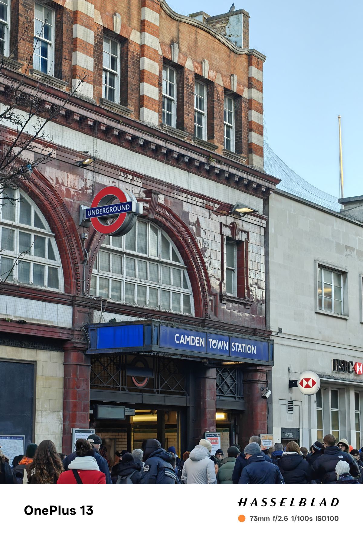 People queuing up outside Camden Town Underground station entrance