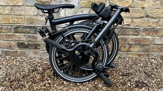 a photo of the folded Brompton Electric P Line