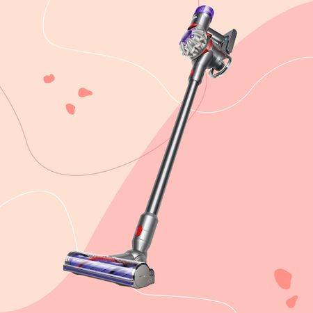 Dyson V8 Advanced on a pink background