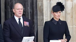 Zara Tindall and Mike Tindall attend The State Funeral Of Queen Elizabeth II