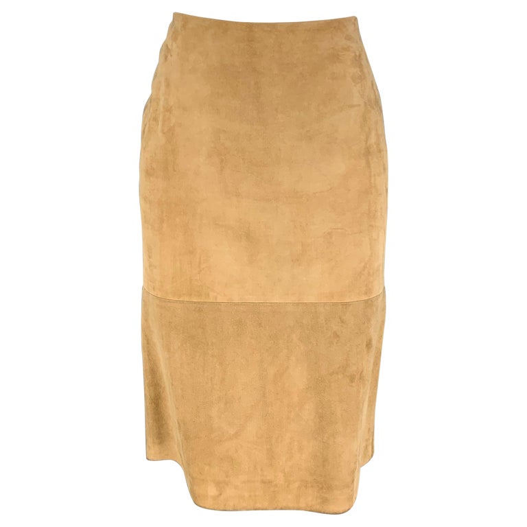 Michael Kors Size 2 Beige Suede Pencil Skirt