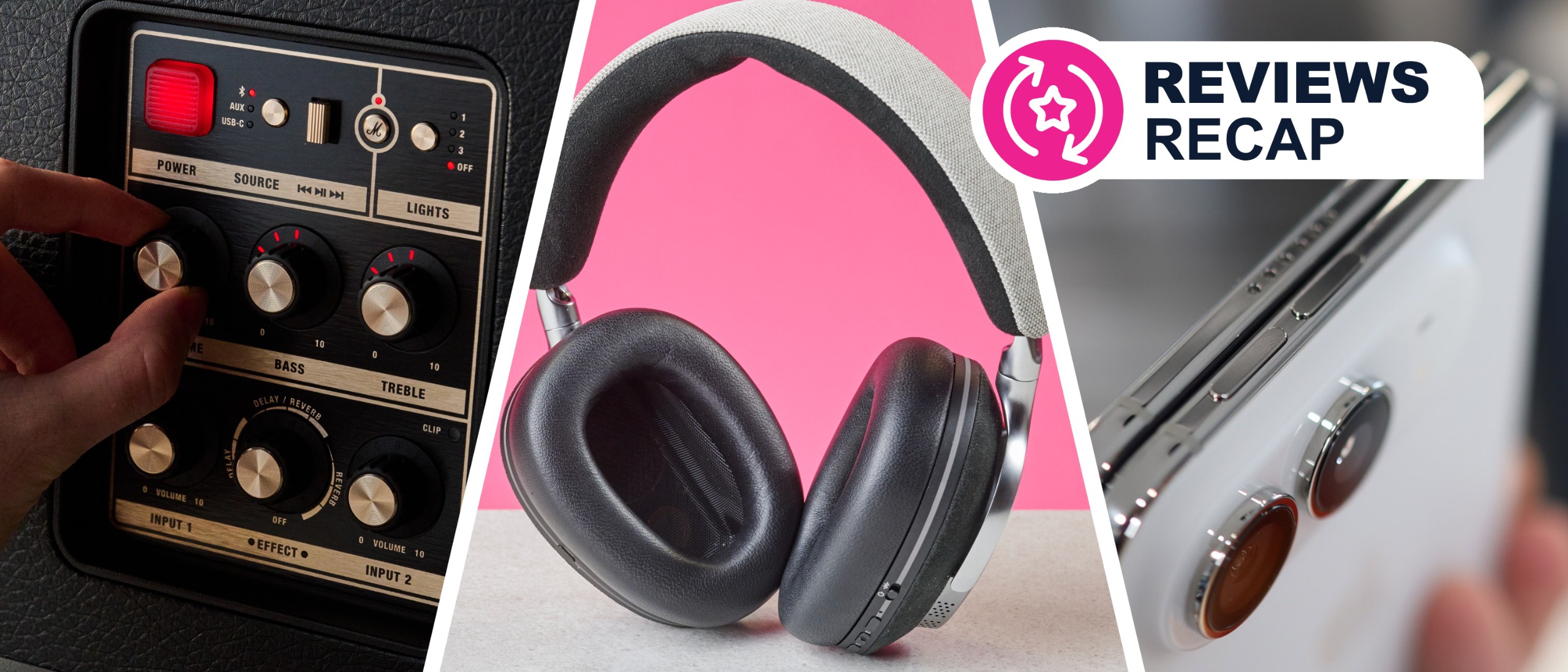 A speaker, pair of headphones and iPhone Duo 