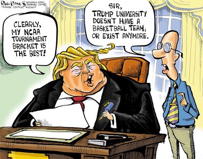 Political Cartoon U.S. Trump’s NCAA Tournament Basketball
