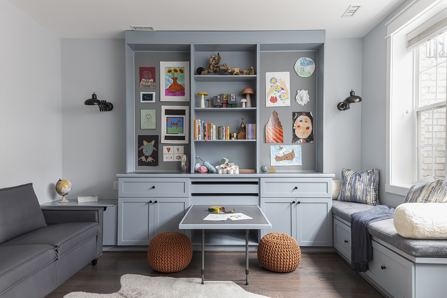 blue and gray home office