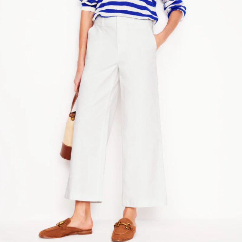 white straight leg trousers