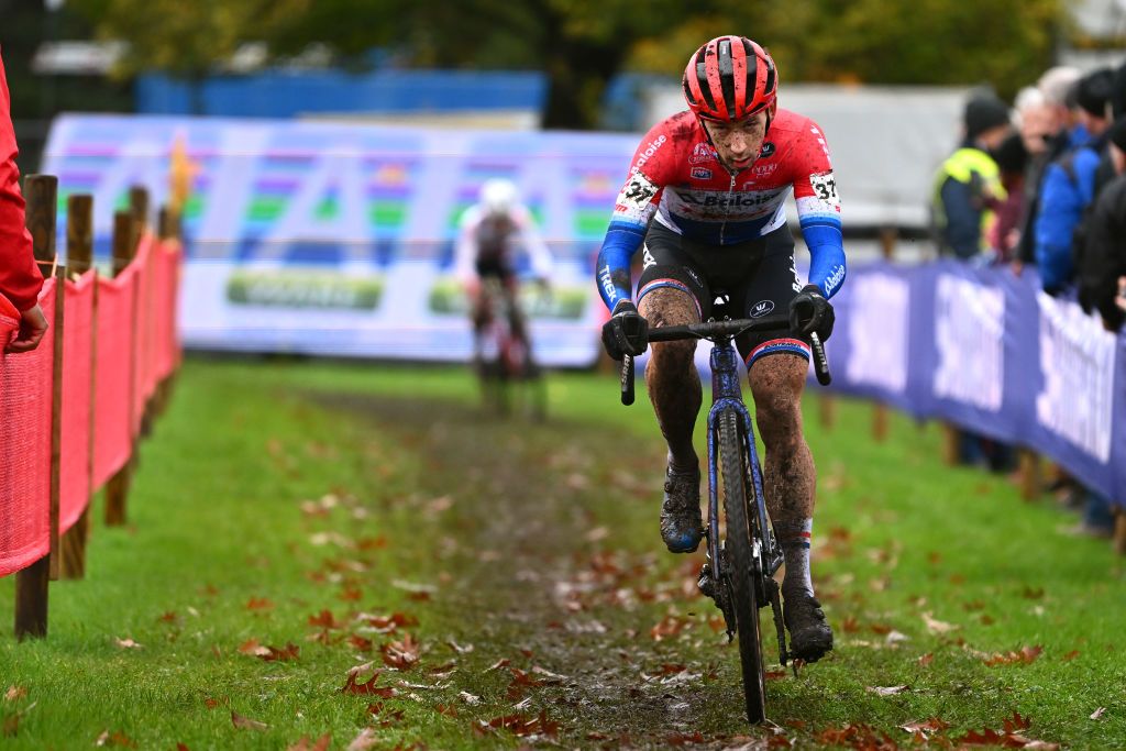 HULST NETHERLANDS NOVEMBER 27 Lars Van Der Haar of The Netherlands and Team Baloise Trek Lions competes during the 7th UCI Cyclocross World Cup Hulst 2022 Mens Elite CXWorldCup on November 27 2022 in Hulst Netherlands Photo by Luc ClaessenGetty Images