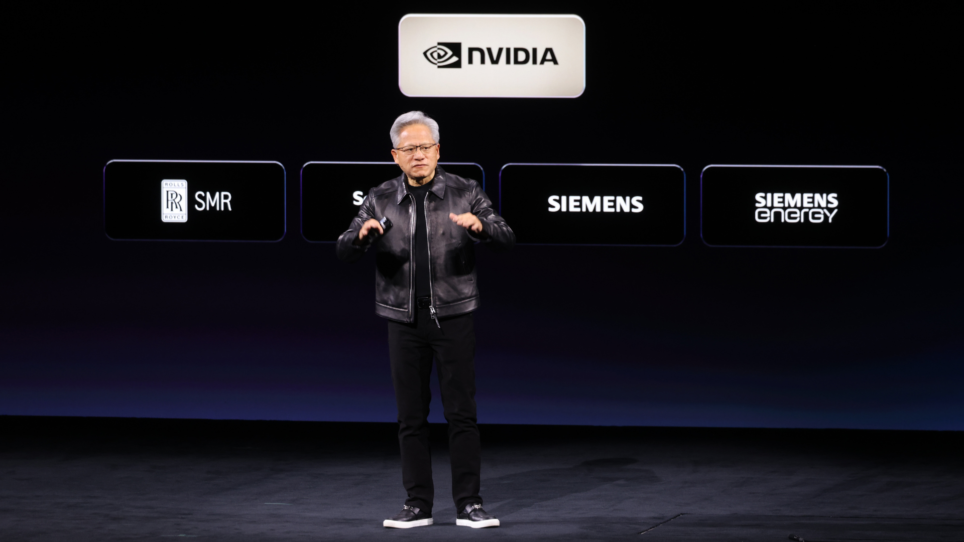 Nvidia CEO Jensen Huang on a stage