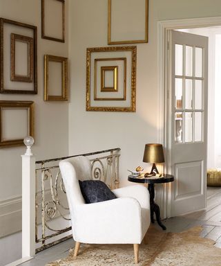 staircase wall ideas gold mirrors