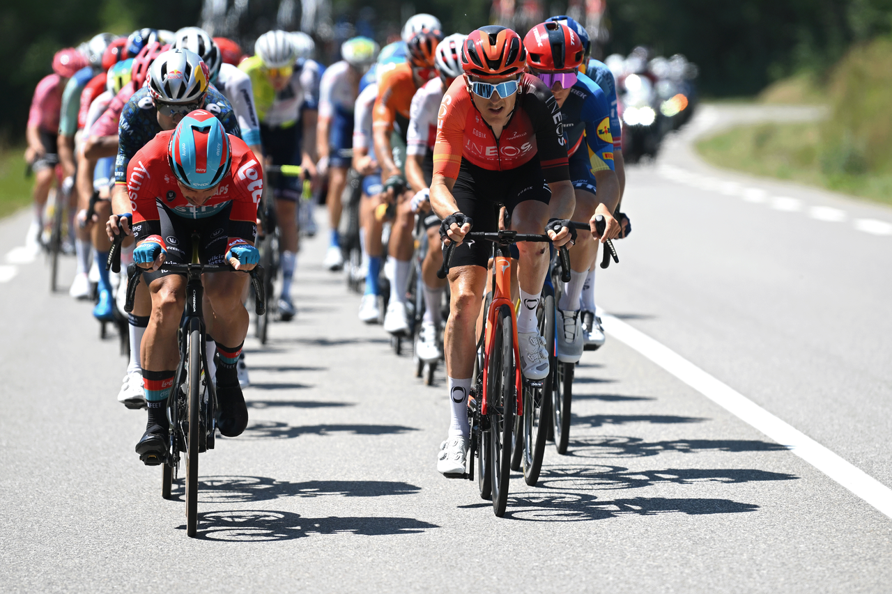 Geraint Thomas and Victor Campenaerts lead the breakaway on stage 18 of the Tour de France
