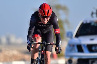 Zak Dempster (Bora-Argon 18) giving it his all in the time trial