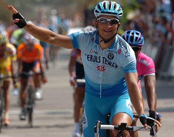 Forster waves in celebration of his sprint victory