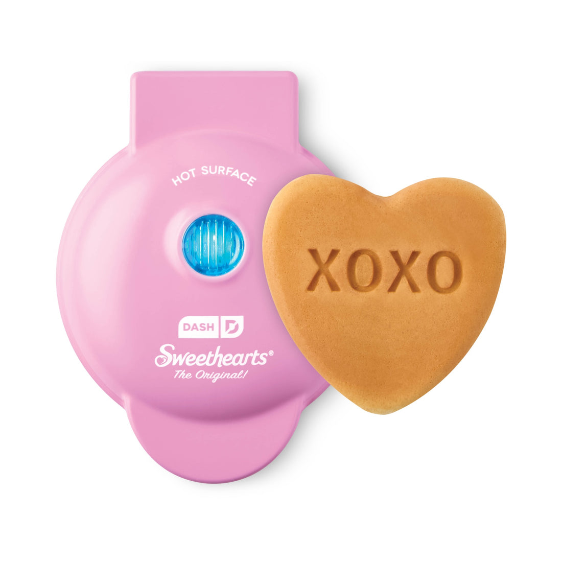 A pink Sweethearts x Dash waffle maker