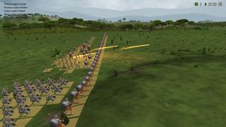 An army of pixel sprites marches to battle on 3D terrain in Dominions 6: Rise of the Pantokrator