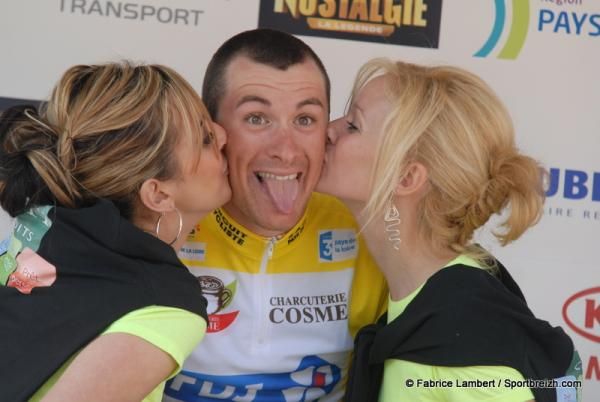 Anthony Roux reacts to his podium love.