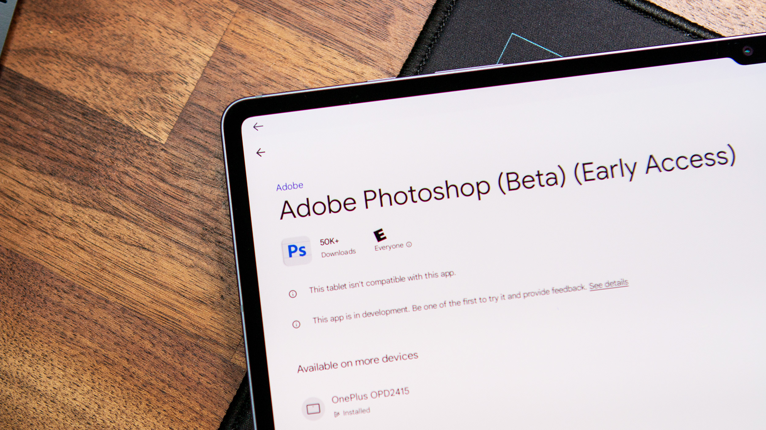 Adobe Photoshop Play Store listing on Galaxy Tab S10 Ultra