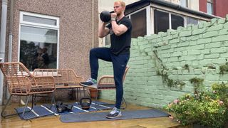 Fit&Well fitness writer Harry Bullmore performing kettlebell marches