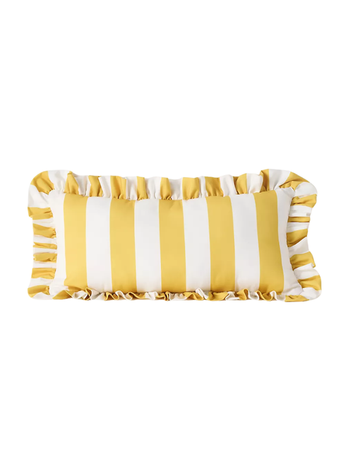 Striped Ruffle IOutdoor Pillow