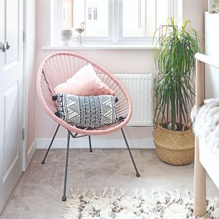 A bedroom with Bohemian decor