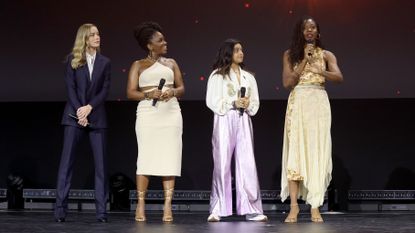 Brie Larson, Teyonah Parris, Iman Vellani, and Nia DaCosta at the 2023 D23 Expo
