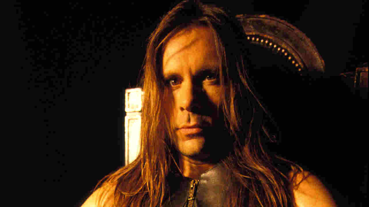 Bruce Dickinson posing for a photograph in 1994