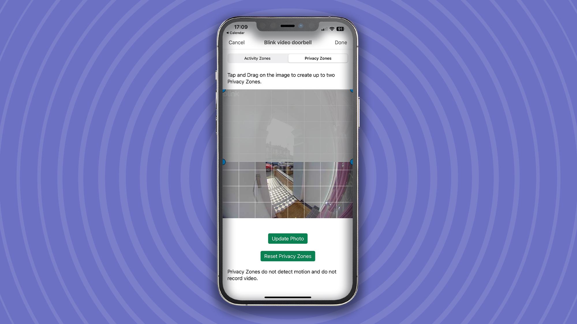 Setting privacy zones for Blink Video Doorbell Gen 2 using app